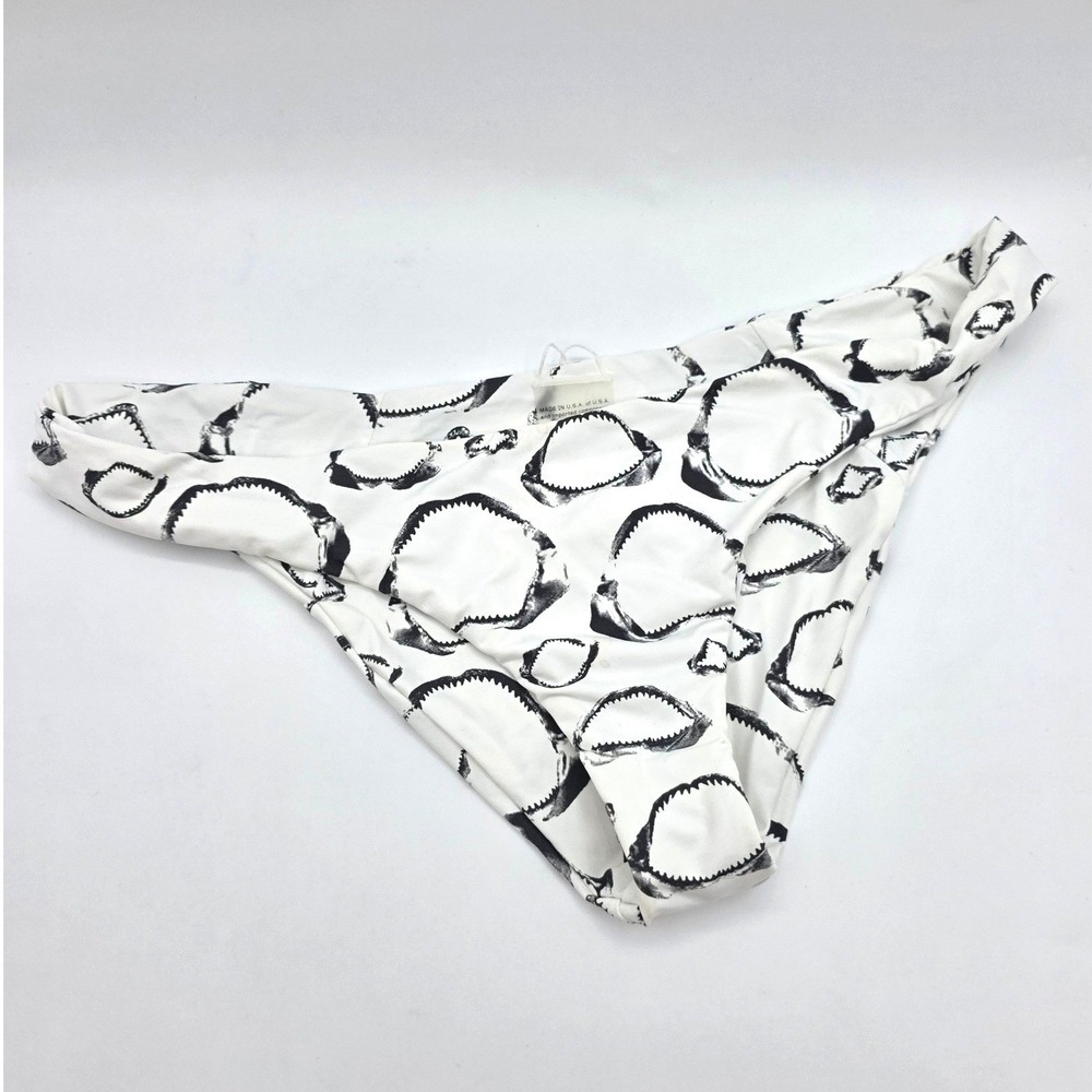 Boys + Arrows Shark Bite Bikini Bottoms White Black Jaw Print Womens S